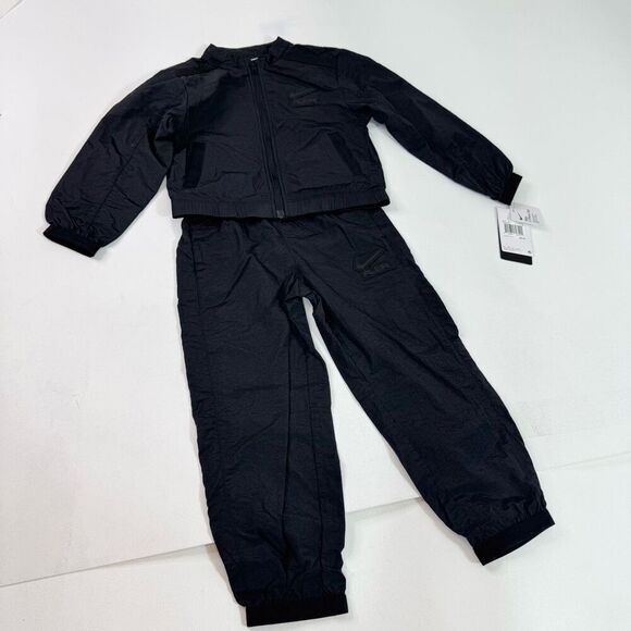 Nike Air Pant Set Boys Small 5 Two Piece Jogger Set Black Full Zip Swoosh - Picture 5 of 7